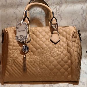 Alyssa Faux Leather Embroidered Satchel Crossbody